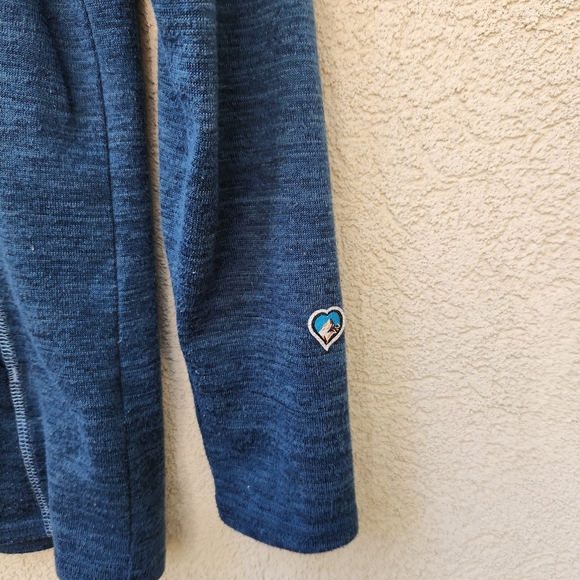 KUHL Women's Lea Pullover Small Teal Heathered Cowl Neck Kangaroo Pocket - Picture 3 of 11